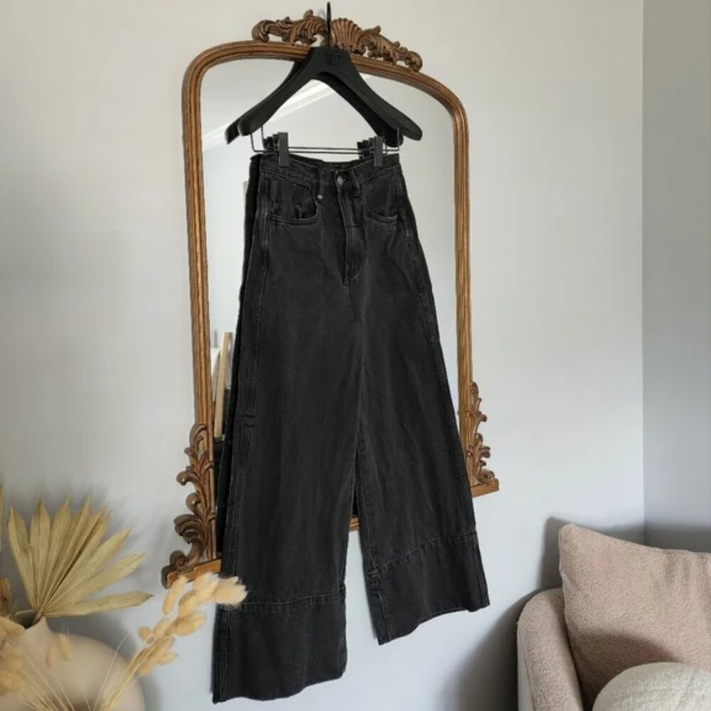 Thrills Canyon Jeans high-waisted wide leg black jeans size 26